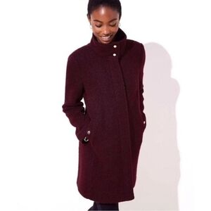 NWT LOFT Wool Blend Mid-Length Maroon Petite Jacket